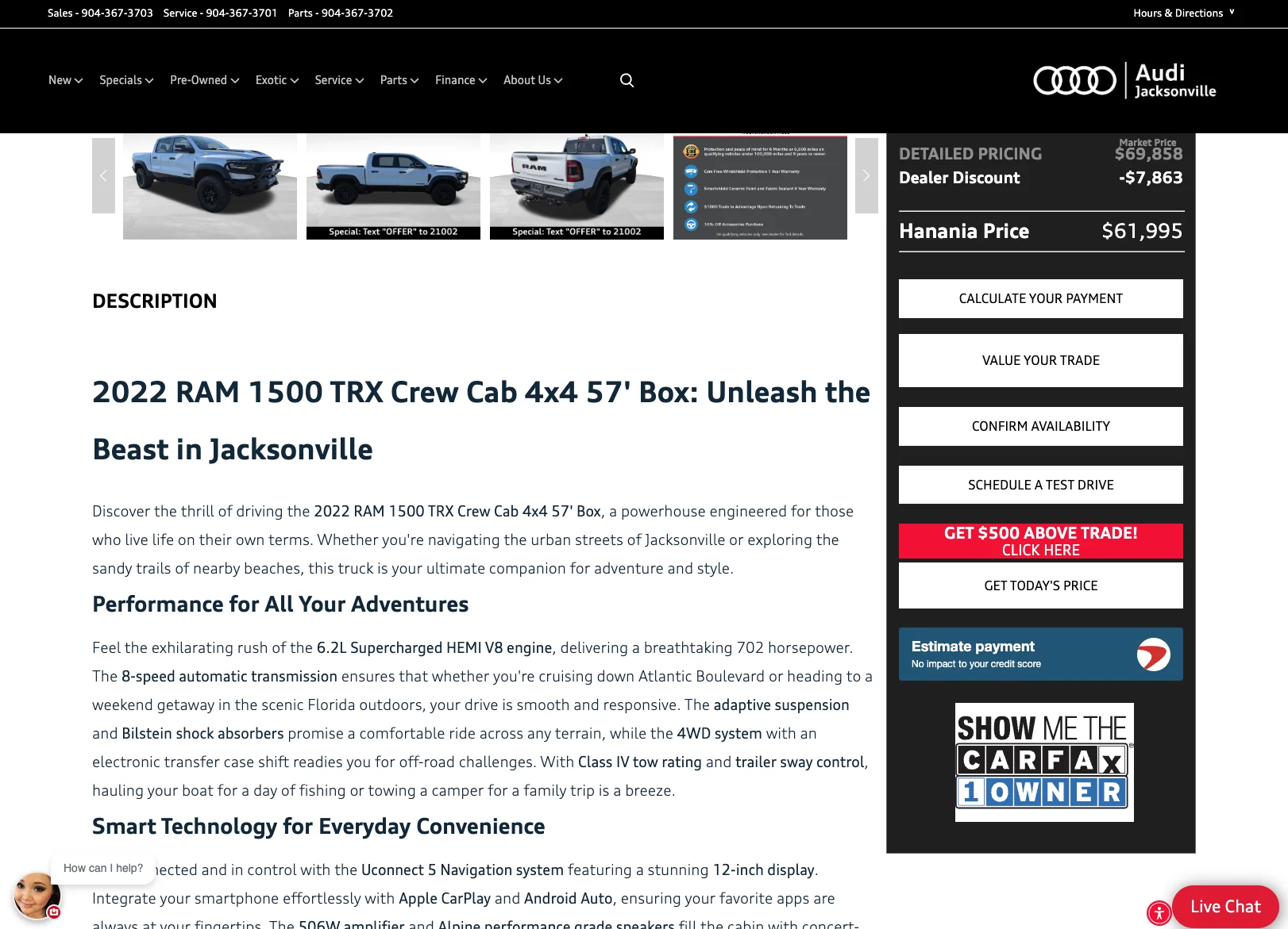 InvenStory AI-generated Audi inventory description with categorized features and compelling copy